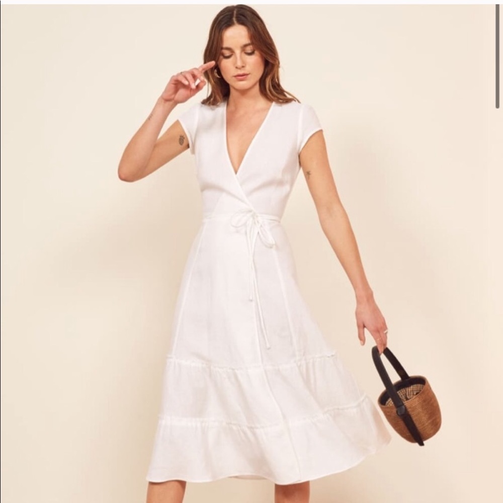 Reformation Calista Dress White- NWT- size Large